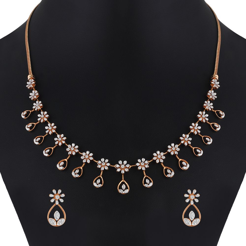 Understated Floral Diamond Jewellery Set-Diamond-ONS20005-D400X0C