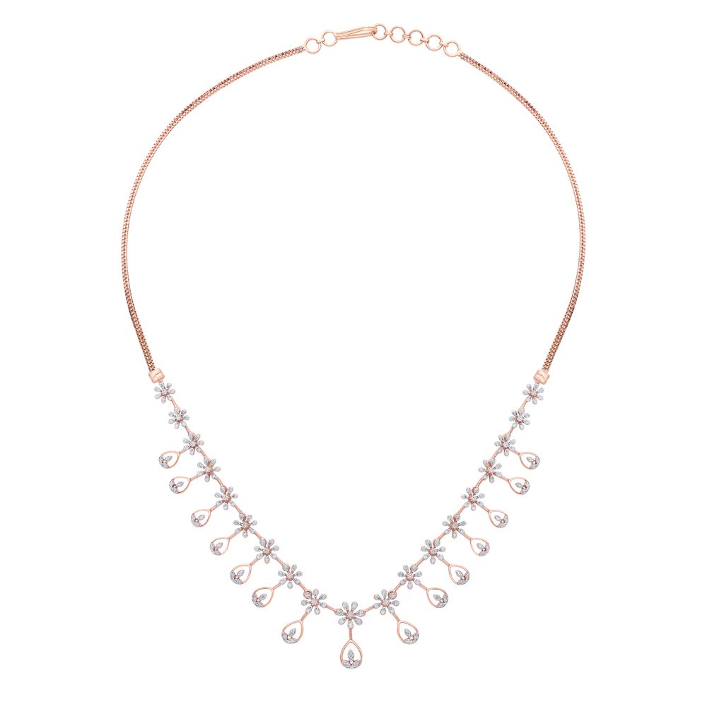Floral Design Diamond Necklace-All Jewellery-OSN20005-D400X1C