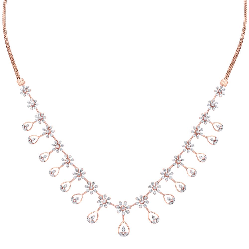 Floral Design Diamond Necklace-All Jewellery-OSN20005-D400X1C
