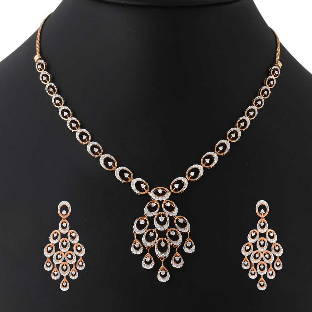 Peacock Design 14KT Rose Gold Jewellery Set-All Jewellery-ONS20006-D400X0C