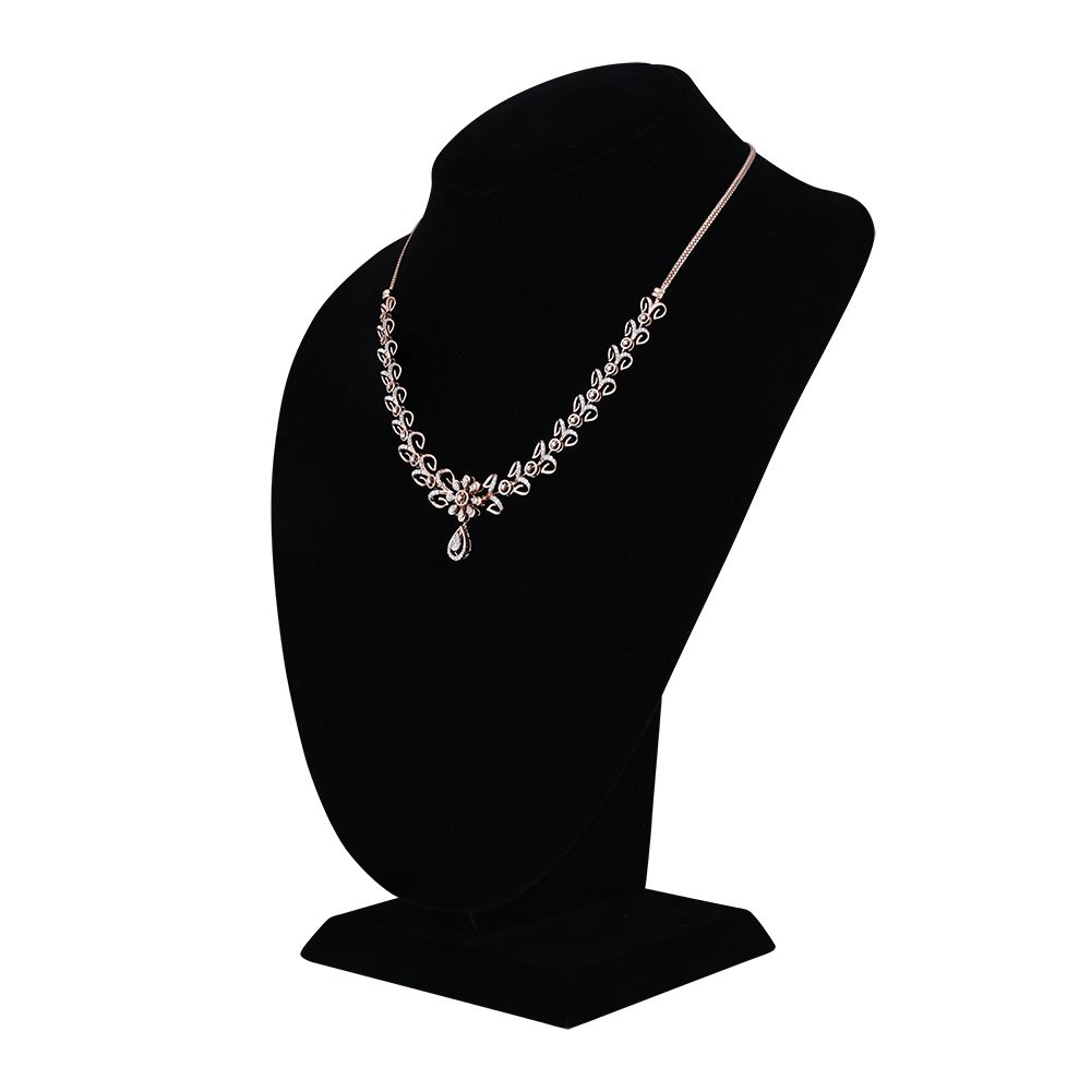 Floral Earrings and Dazzling Necklace Set With Diamonds-All Jewellery-ONS20007-D300X0B