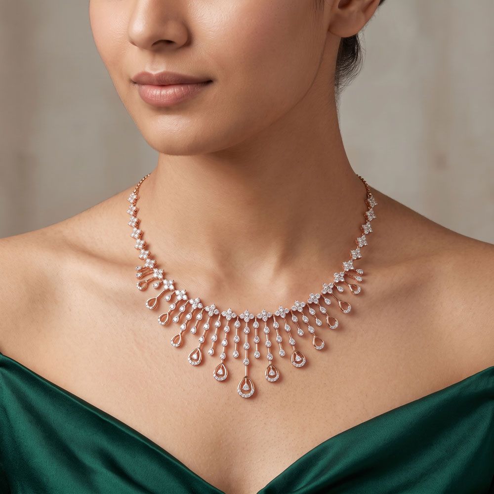 Delicate Diamond Necklace-Necklaces-OSN20020-D400X1C