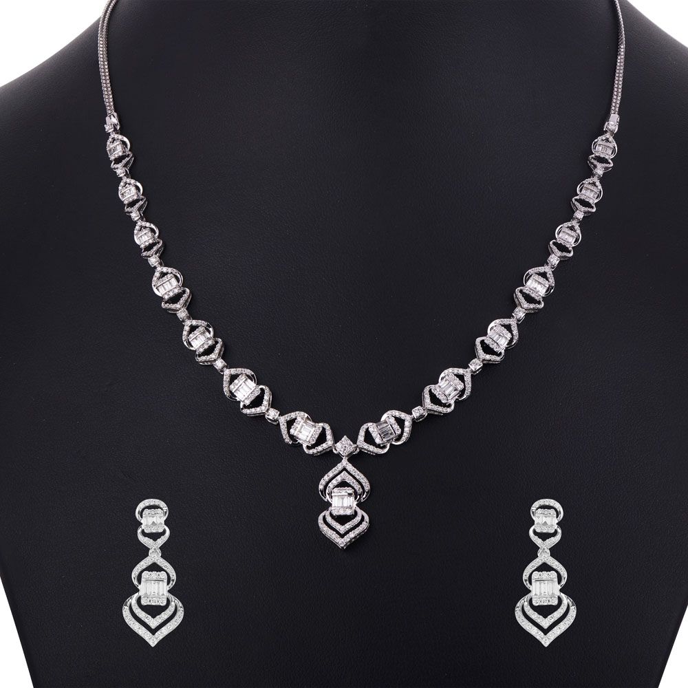 Classic Radiance Diamond Necklace Set-All Jewellery-ONS20028-D300W0B
