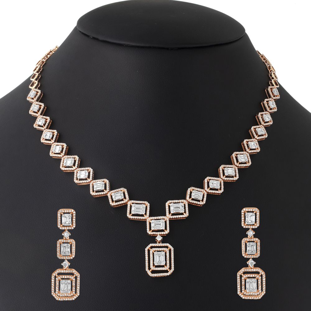 Geometric Design Diamond Jewellery Set-All Jewellery-ONS20045-D400X0C
