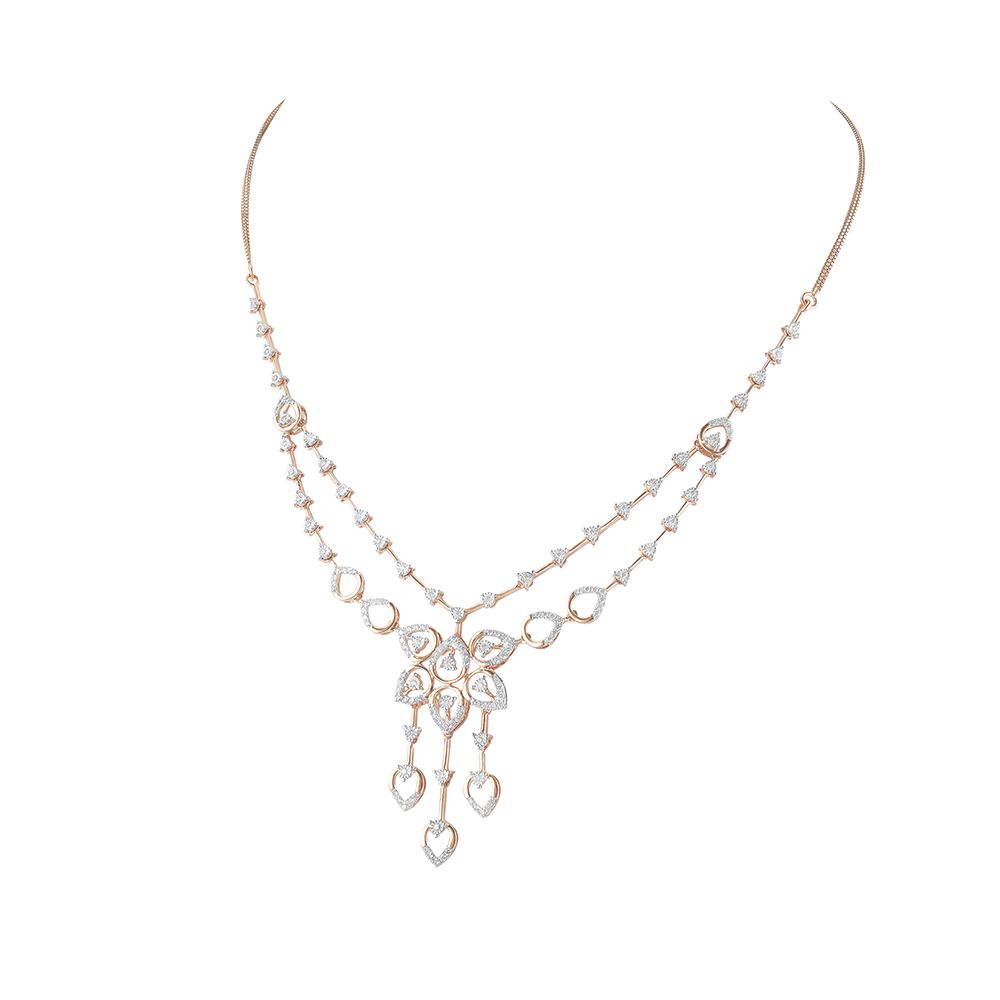 Gorgeous Rose Gold Astra Necklace and Earrings Set-Necklace Sets-ONS20063-DA00X0C