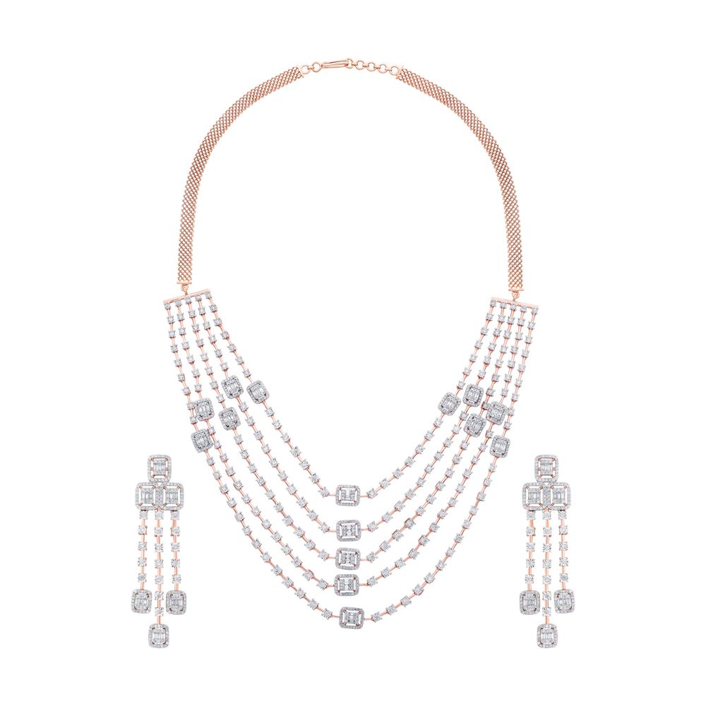 14KT Rose Gold and Diamond Jewellery Set-All Jewellery-ONS20070-D400X0C