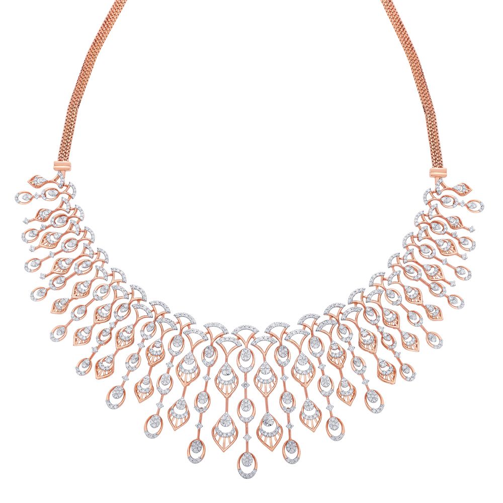 Expansive Chandelier Diamond Earrings and Rose Gold Necklace-All Jewellery-ONS21012-D400X0C