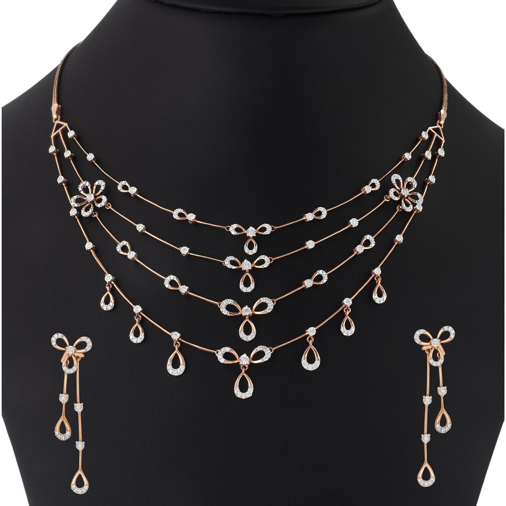 Dewdrop Design Diamond Astra Earrings and Necklace Set-All Jewellery-ONS21051-D900X0C