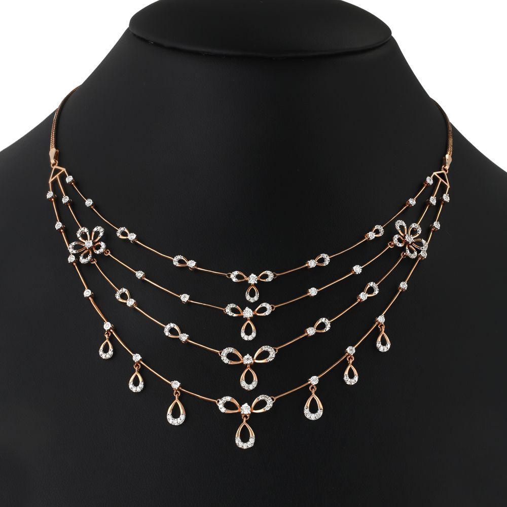 Dewdrop Design Diamond Astra Earrings and Necklace Set-All Jewellery-ONS21051-D900X0C