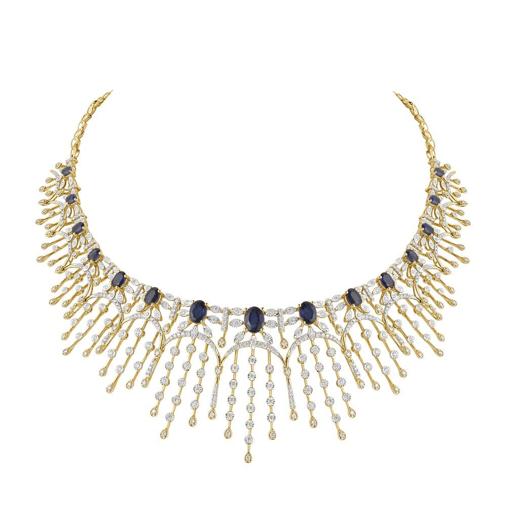 Unique Lustrous Necklace and Earring Set in Yellow Gold-Diamond-ONS21130-D409R0C