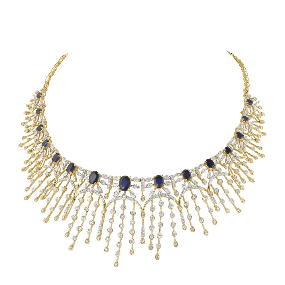 Unique Lustrous Necklace and Earring Set in Yellow Gold-Diamond-ONS21130-D409R0C