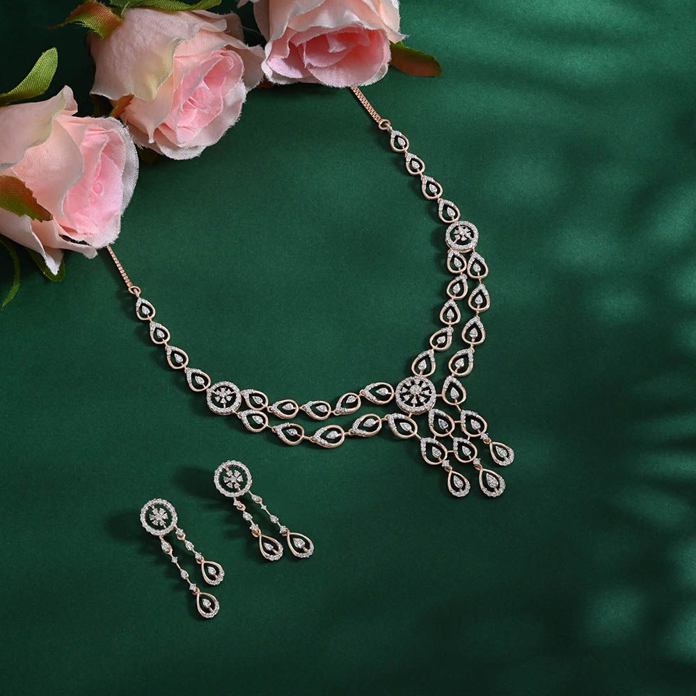 Resplendent 14KT Rose Gold Jewellery Set-All Jewellery-ONS22008-D400X0C