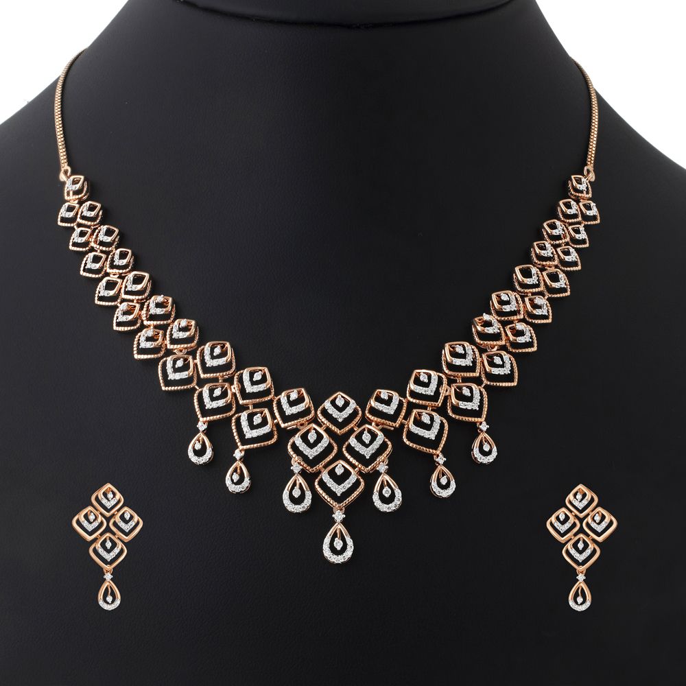 Appealing Diamond Jewellery Set in 14KT Rose Gold-All Jewellery-ONS22010-D400X0C