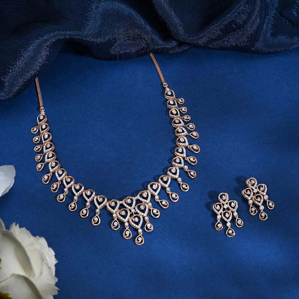 Lyrical 14Kt Rose Gold and Diamond Jewellery Set-All Jewellery-ONS22011-D400X0C