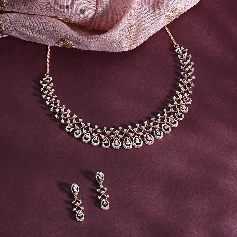 Crisscross Necklace and Earring Set in Rose Gold-All Jewellery-ONS22129-D400X1B