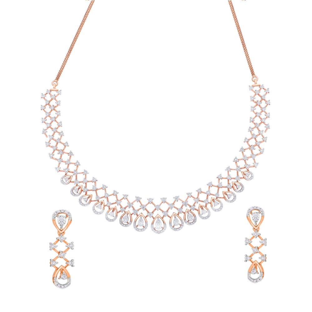 Crisscross Necklace and Earring Set in Rose Gold-All Jewellery-ONS22129-D400X1B