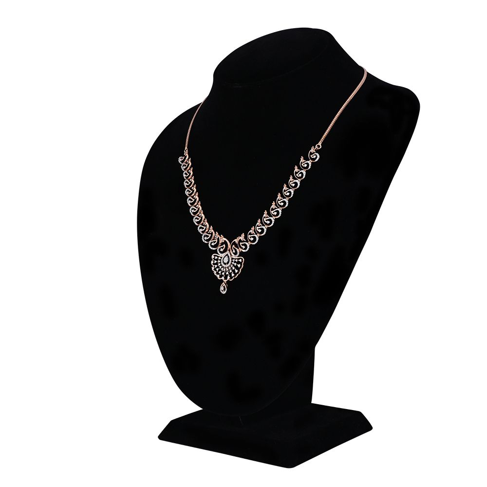 Lustrous Diamond and 14KT Rose Gold Necklace Set-All Jewellery-ONS22133-D400X0C