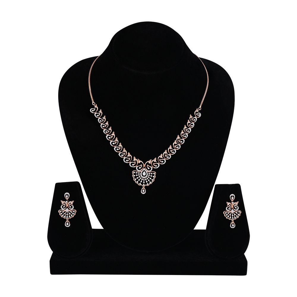Lustrous Diamond and 14KT Rose Gold Necklace Set-All Jewellery-ONS22133-D400X0C
