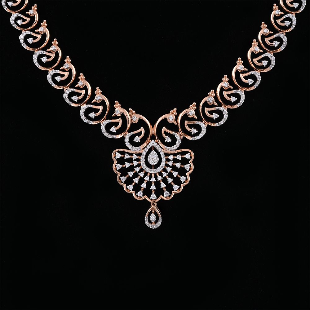 Lustrous Diamond and 14KT Rose Gold Necklace Set-All Jewellery-ONS22133-D400X0C