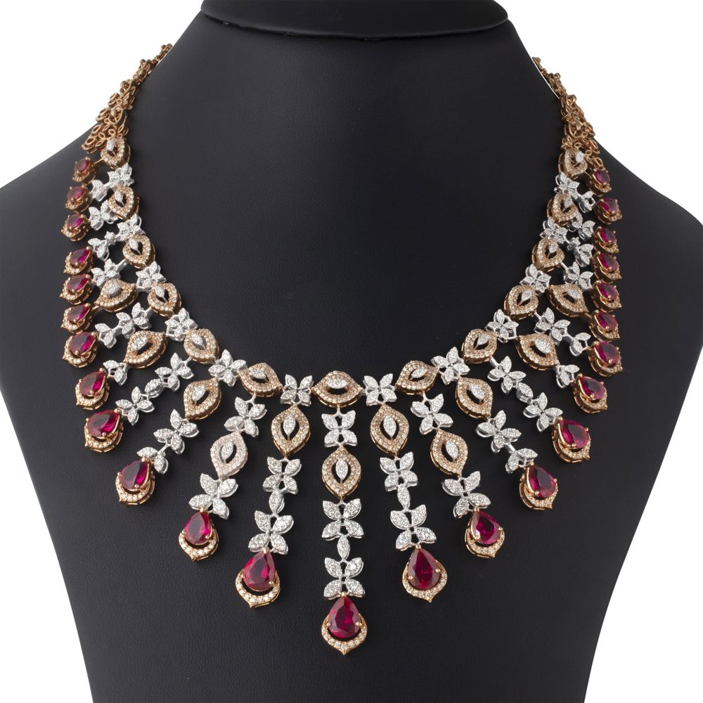 Versatile Pink Gemstones and Diamond Dewdrop Jewellery Set-All Jewellery-ONS22155-D410X0C