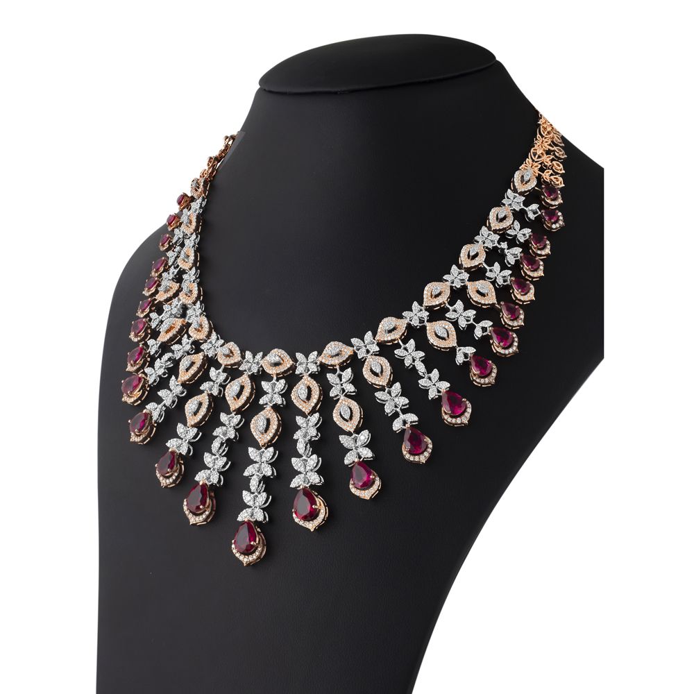 Versatile Pink Gemstones and Diamond Dewdrop Jewellery Set-All Jewellery-ONS22155-D410X0C