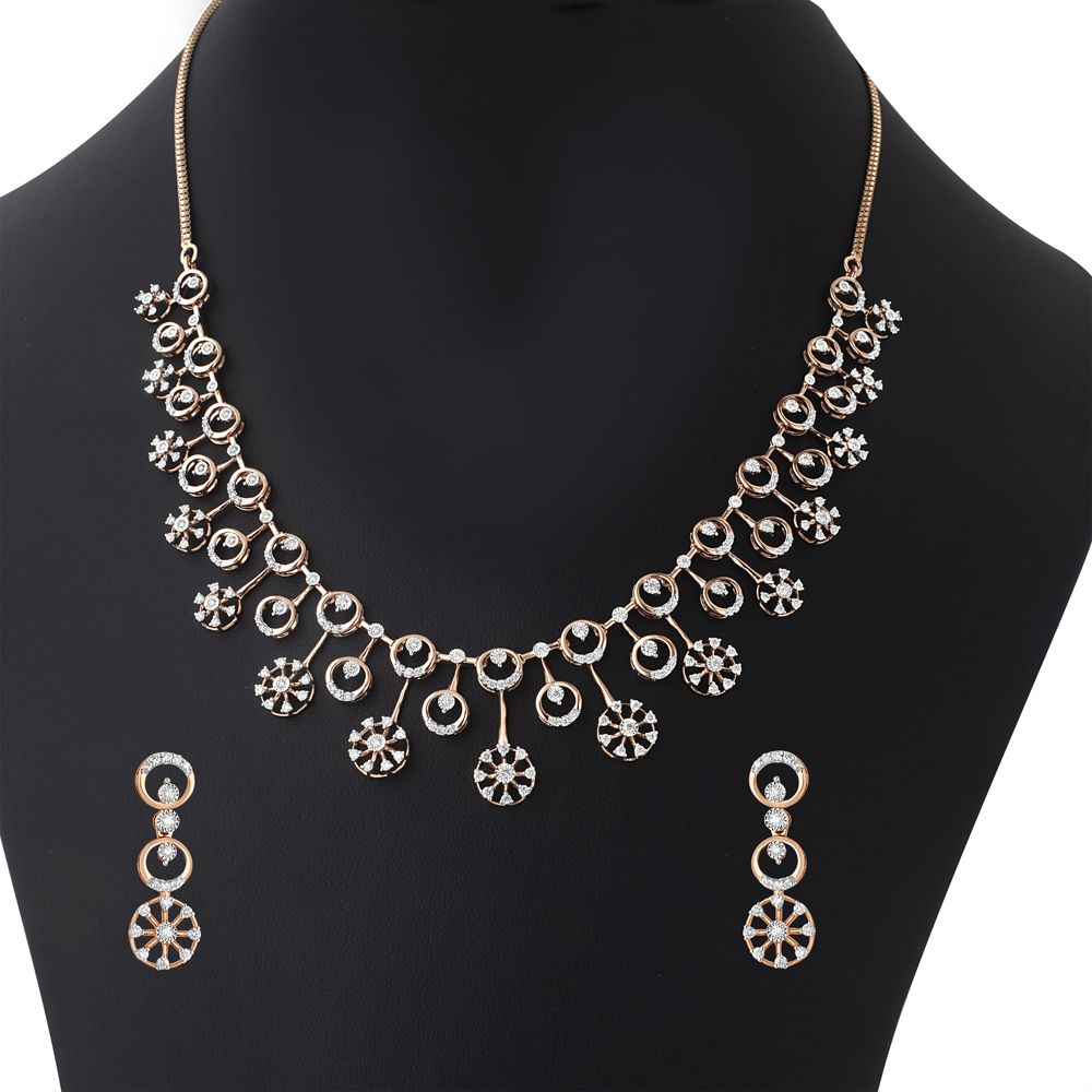 Stunning Necklace and Earrings Set in 14KT Rose Gold-All Jewellery-ONS22161-D400X0C