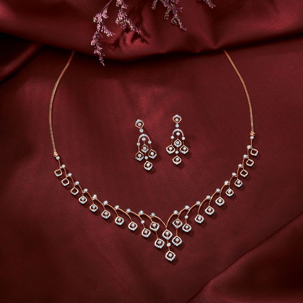 Buy Stellar Splendor Diamond Necklace Set ONS22165-D900X0C Online