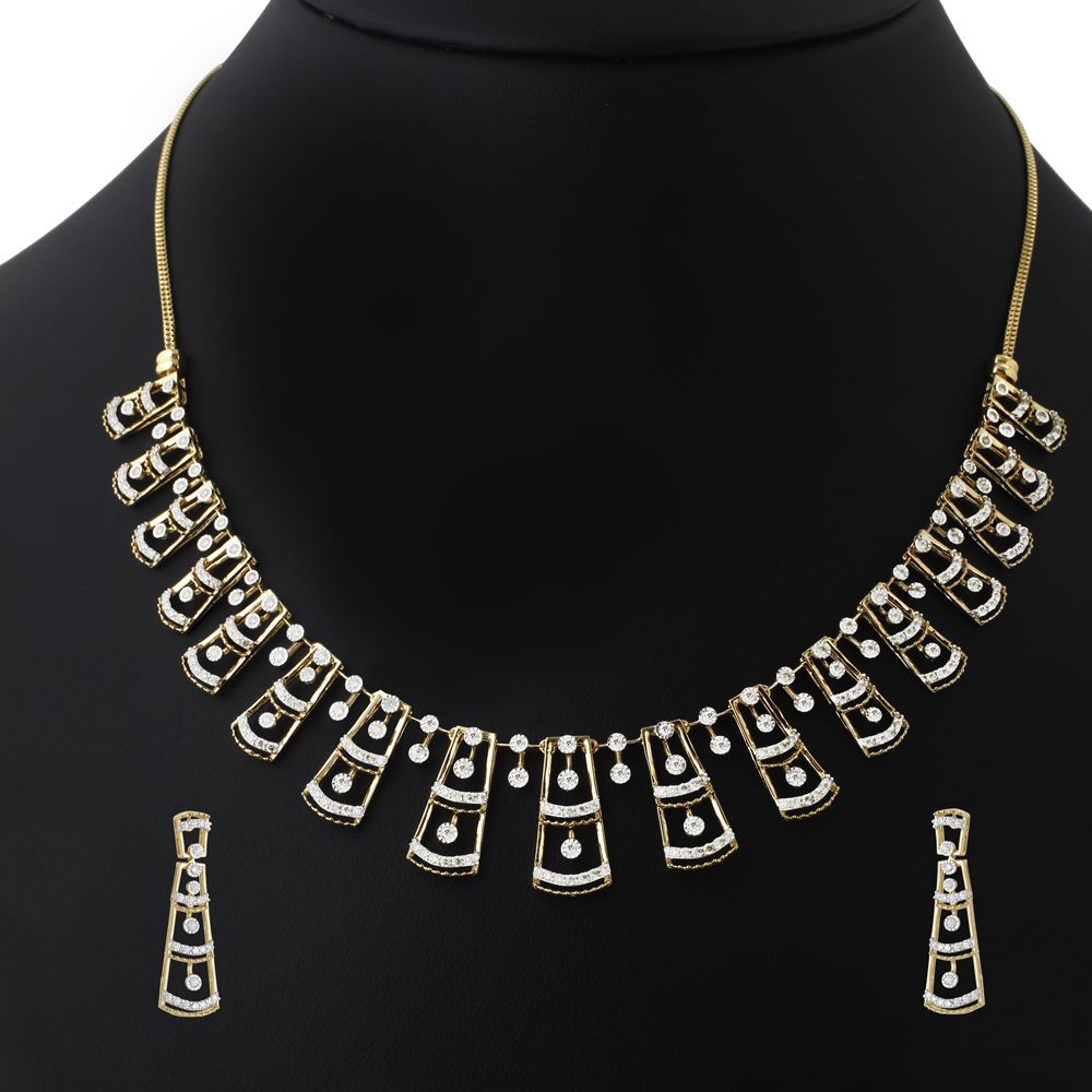 Diamond Circled 14KT Yellow Gold Jewellery Set-All Jewellery-ONS22167-D400R1C