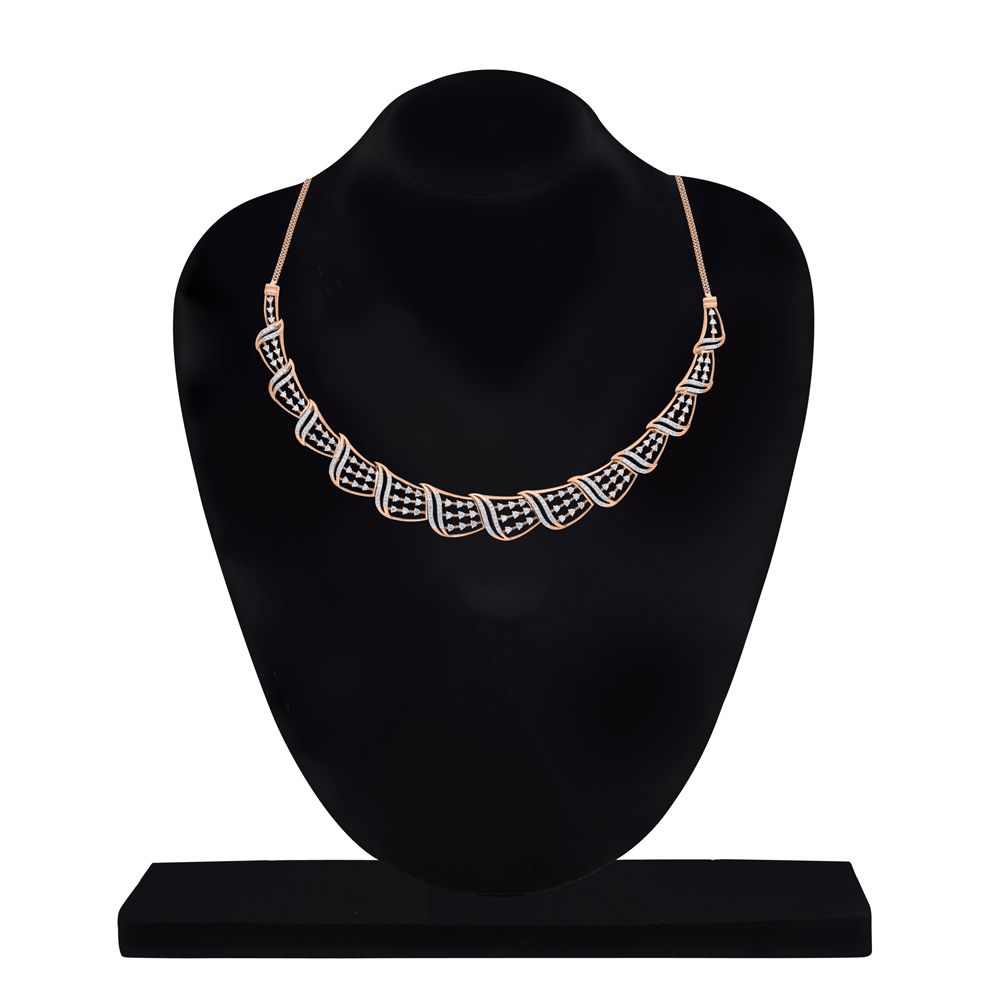 Chic Wave Pattern Diamond Necklace and Earrings Set-All Jewellery-ONS22168-D900X0C