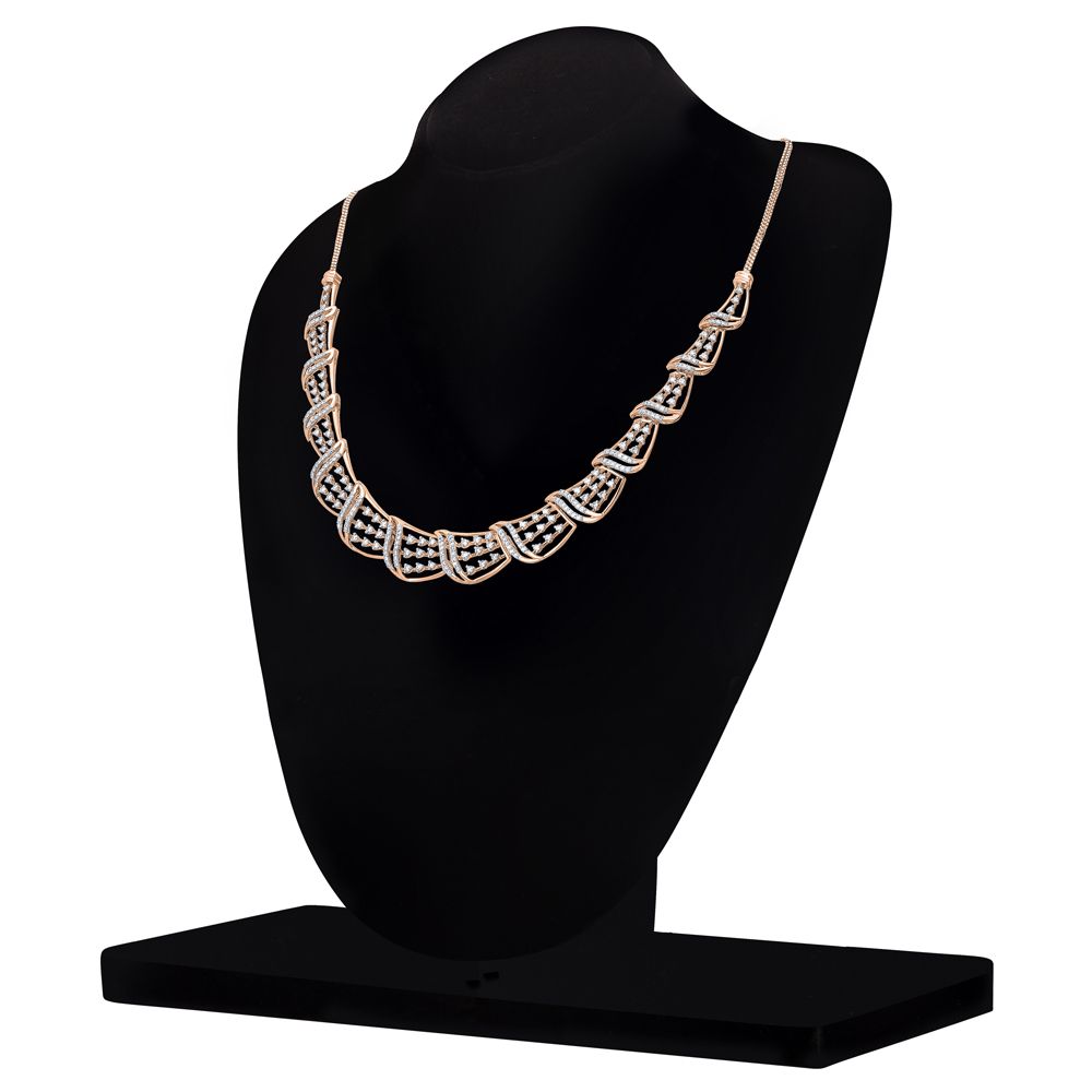 Chic Wave Pattern Diamond Necklace and Earrings Set-All Jewellery-ONS22168-D900X0C
