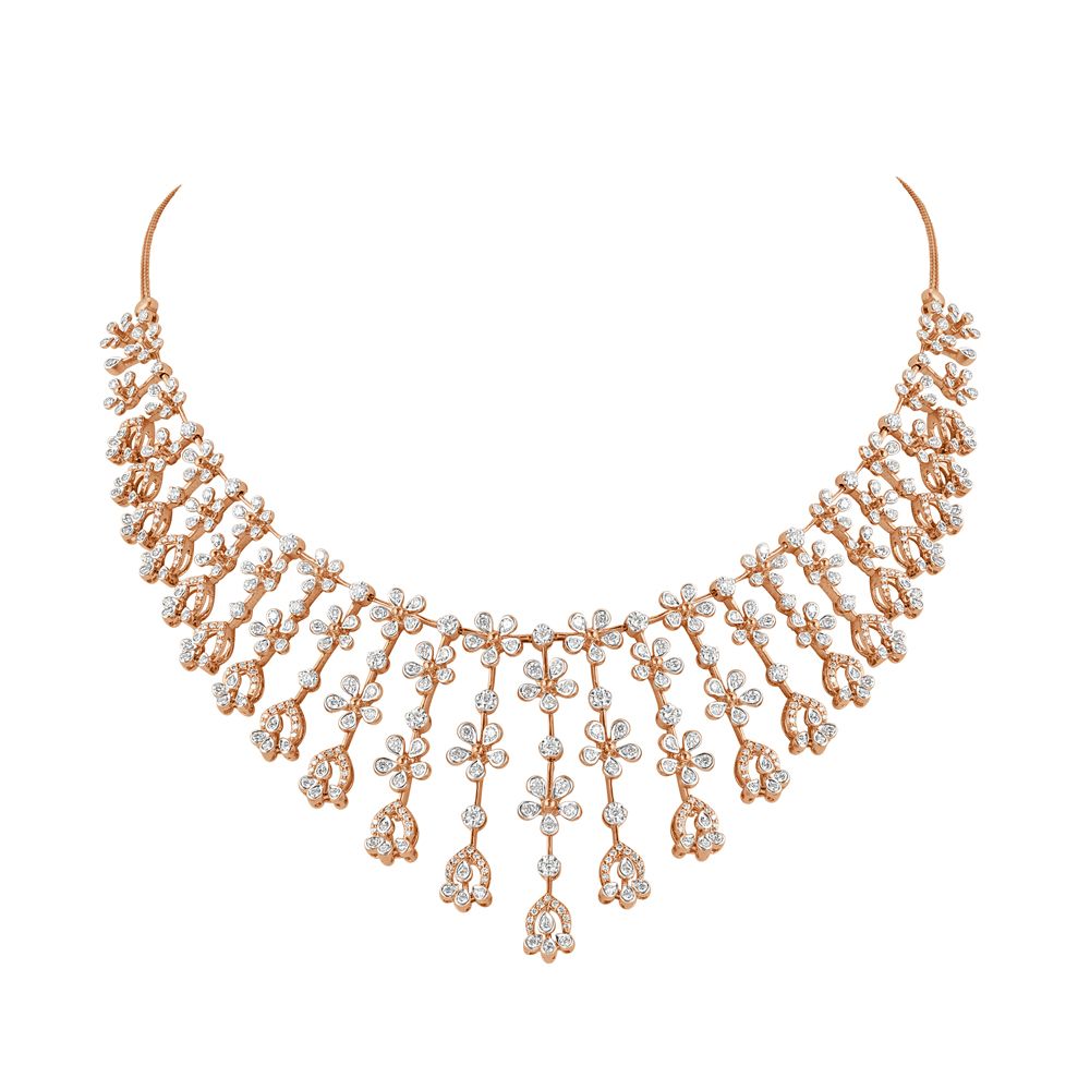 Sleek 14KT Rose Gold Diamond Necklace Set-Diamond-ONS22175-D400X0C
