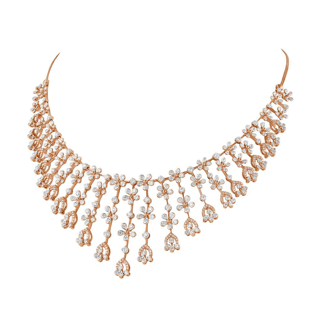 Sleek 14KT Rose Gold Diamond Necklace Set-Diamond-ONS22175-D400X0C