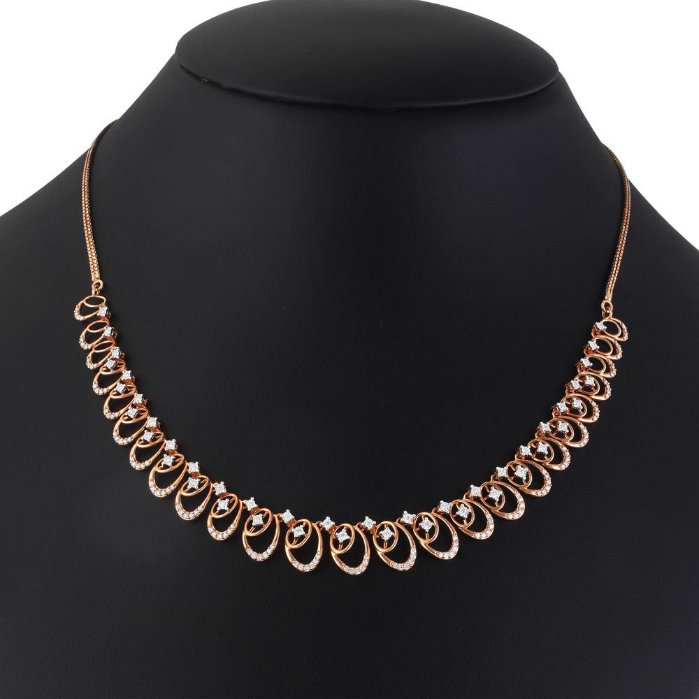 Buy Shimmery Diamond Necklace in 14KT Rose Gold OSN22176-D400X1C