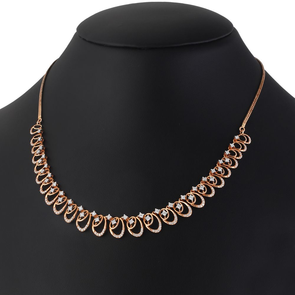 Shimmery Diamond Necklace in 14KT Rose Gold-Necklaces-OSN22176-D400X1C