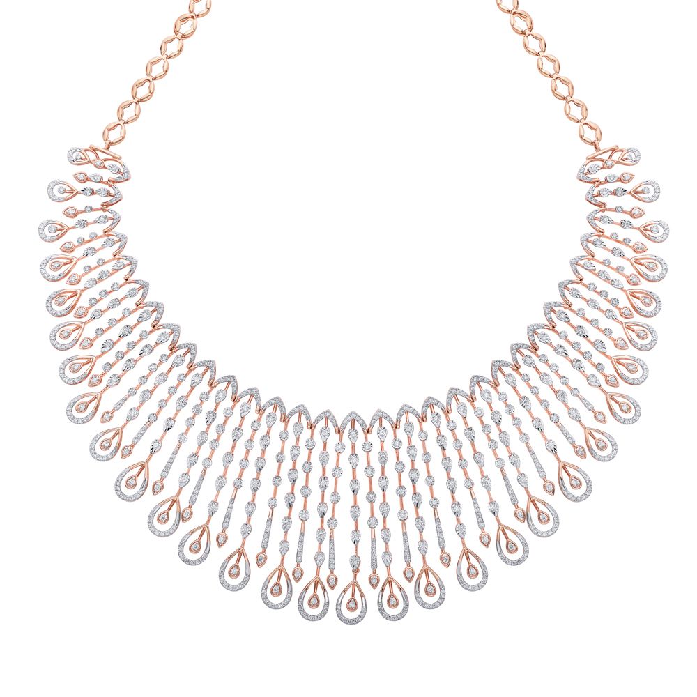 Diamond Burst Rose Gold Necklace-All Jewellery-OSN22182-D300X1C