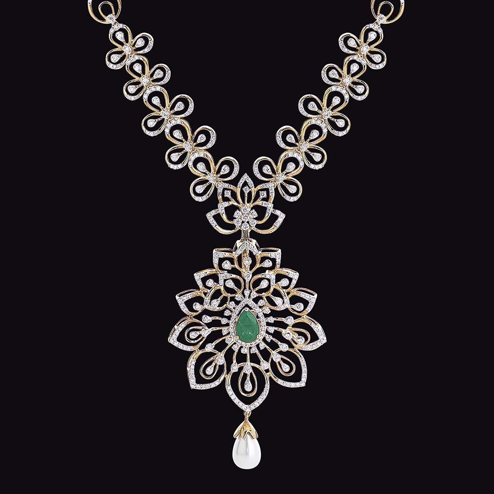 Opulent Elegance Diamond Necklace Set-Necklace Sets-ONS22184-D309R0B