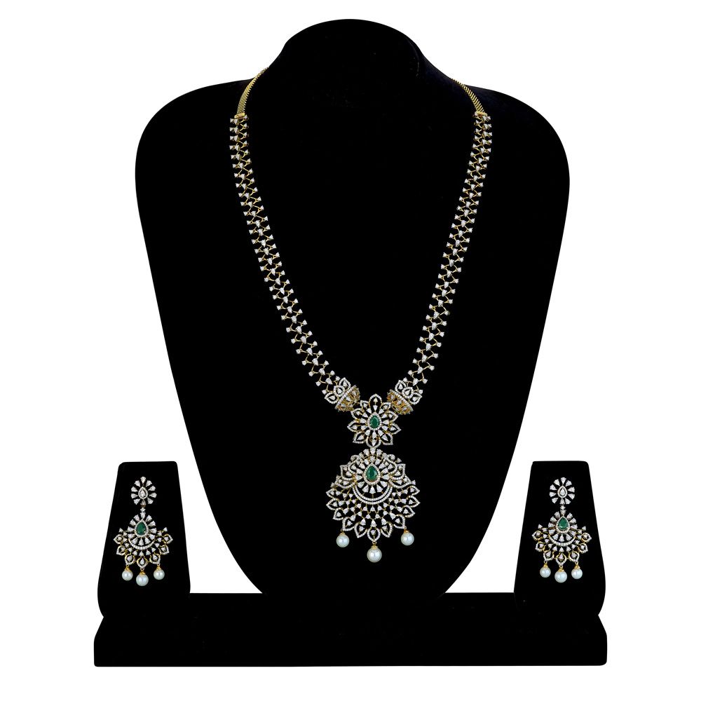 Ethereal Diamond Necklace and Earring Set in 18Kt Yellow Gold-Diamond-ONS22190-D309R0B