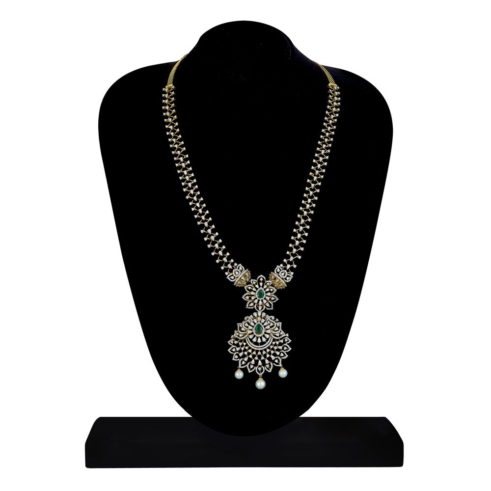 Ethereal Diamond Necklace and Earring Set in 18Kt Yellow Gold-Diamond-ONS22190-D309R0B