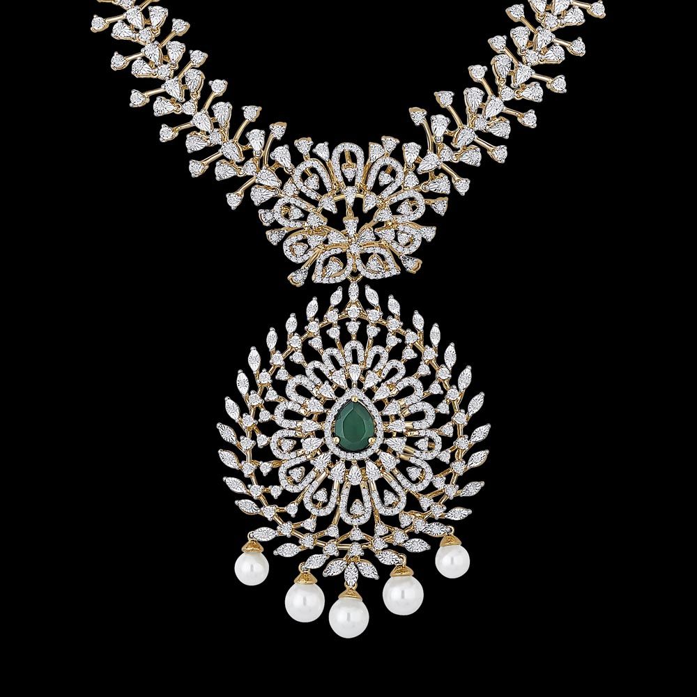 Glamorous Diamond Earrings and Necklace Set-All Jewellery-ONS22192-D309R0B
