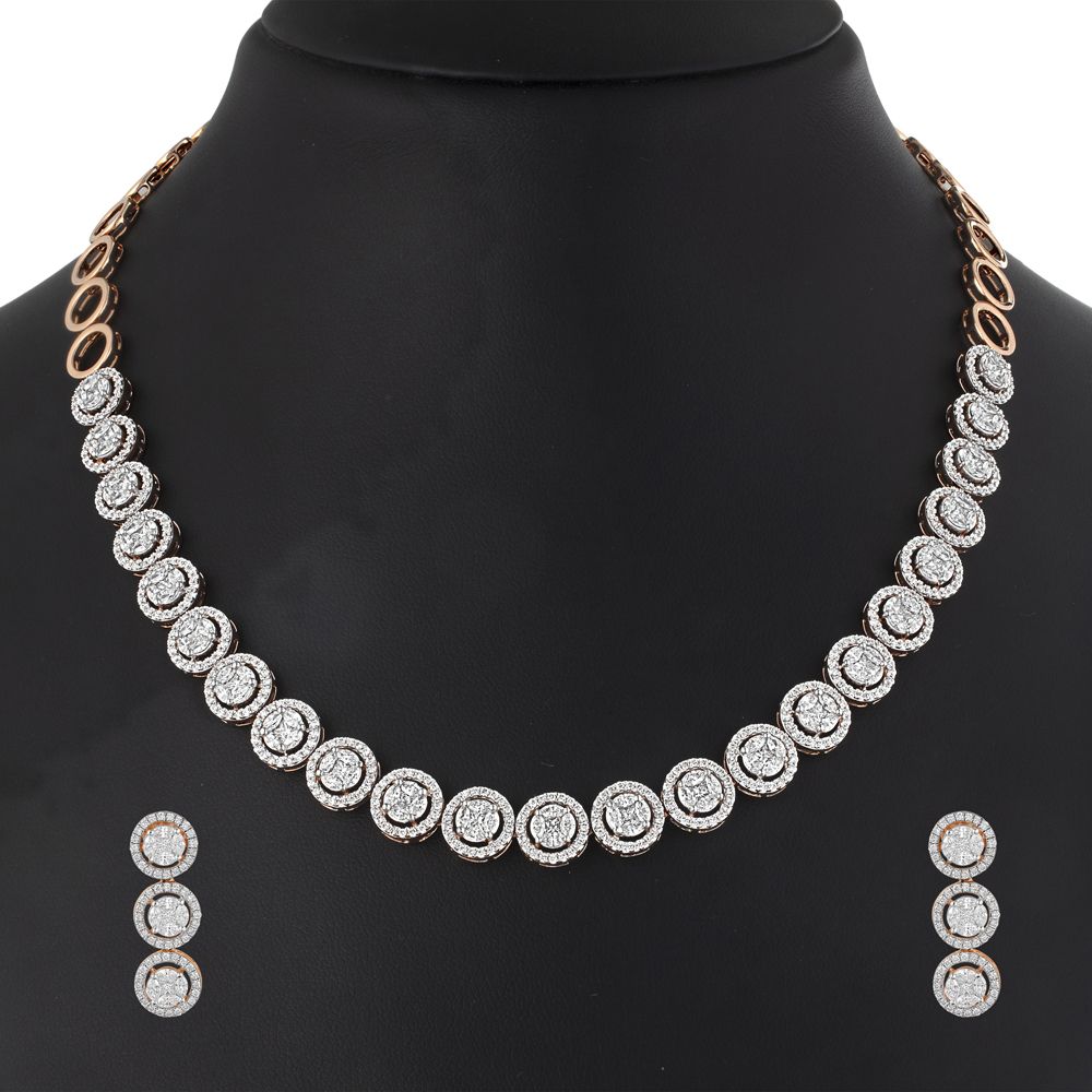 14KT Rose Gold Necklace and Earrings Set-All Jewellery-ONS22215-D300X0C