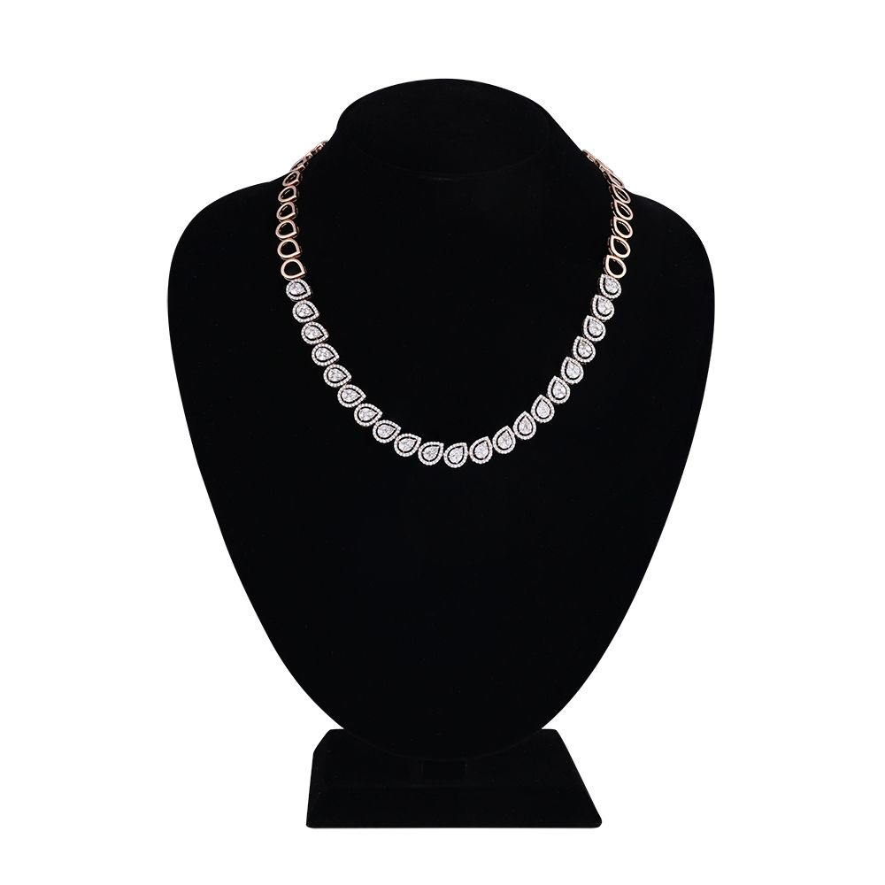 Designer Rose Gold Earrings and Necklace Set-All Jewellery-ONS22216-D300X0C