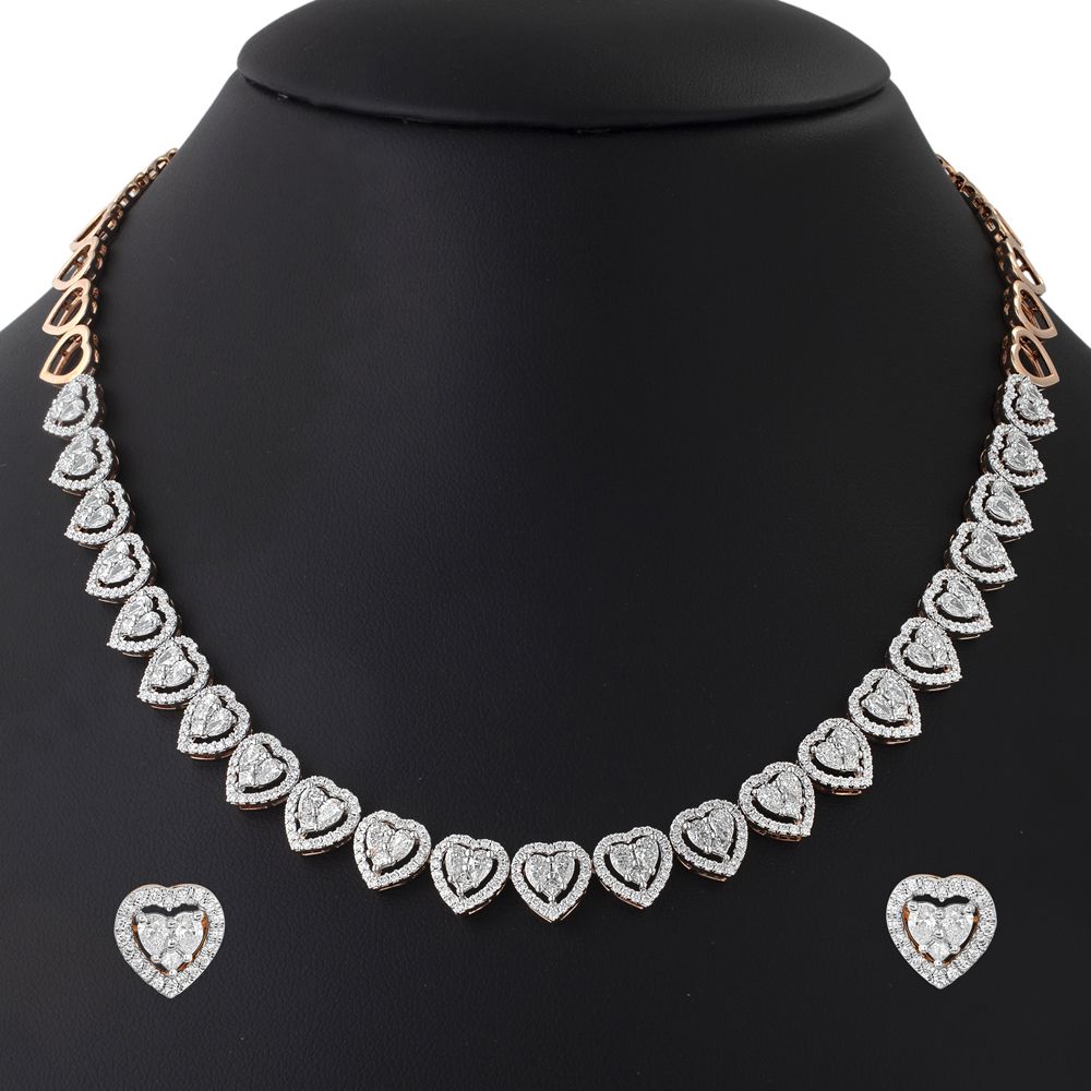 Regal Rose Gold Earrings and Necklace Set-All Jewellery-ONS22217-D300X0C