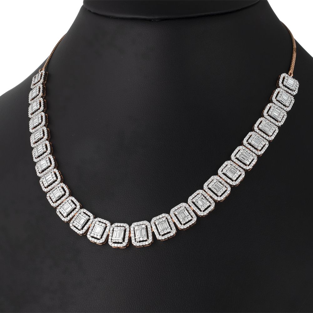 Glossy Rose Gold Diamond Jewellery Set-All Jewellery-ONS22218-D300X0C