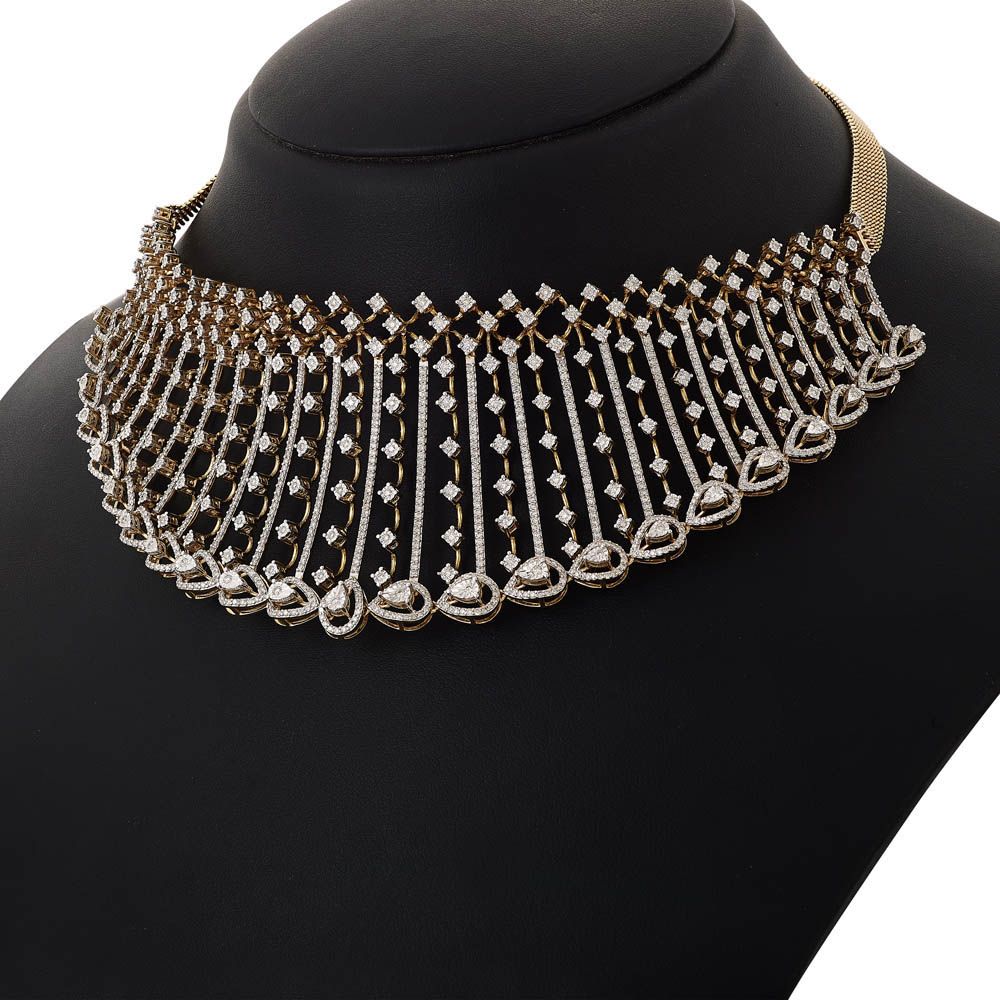 Radiant Splendor Diamond Choker Necklace Set-Diamond-ONS23011-D400X0B