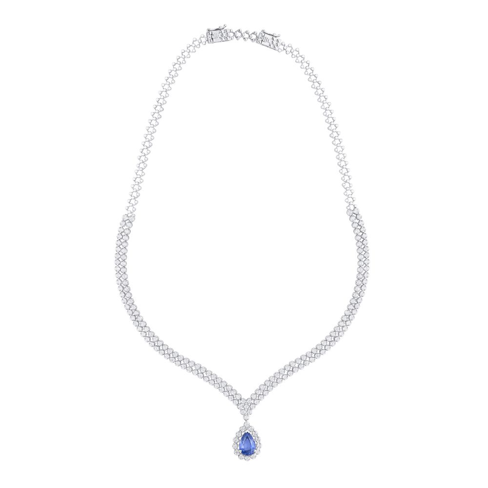 Glamorous Crown Star Necklace With Diamonds-All Jewellery-OSN23015-A312W2B