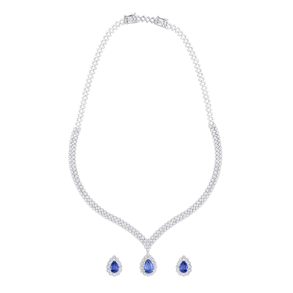 Glamorous Crown Star Jewellery Set With Diamonds-All Jewellery-ONS23015-A312W0B