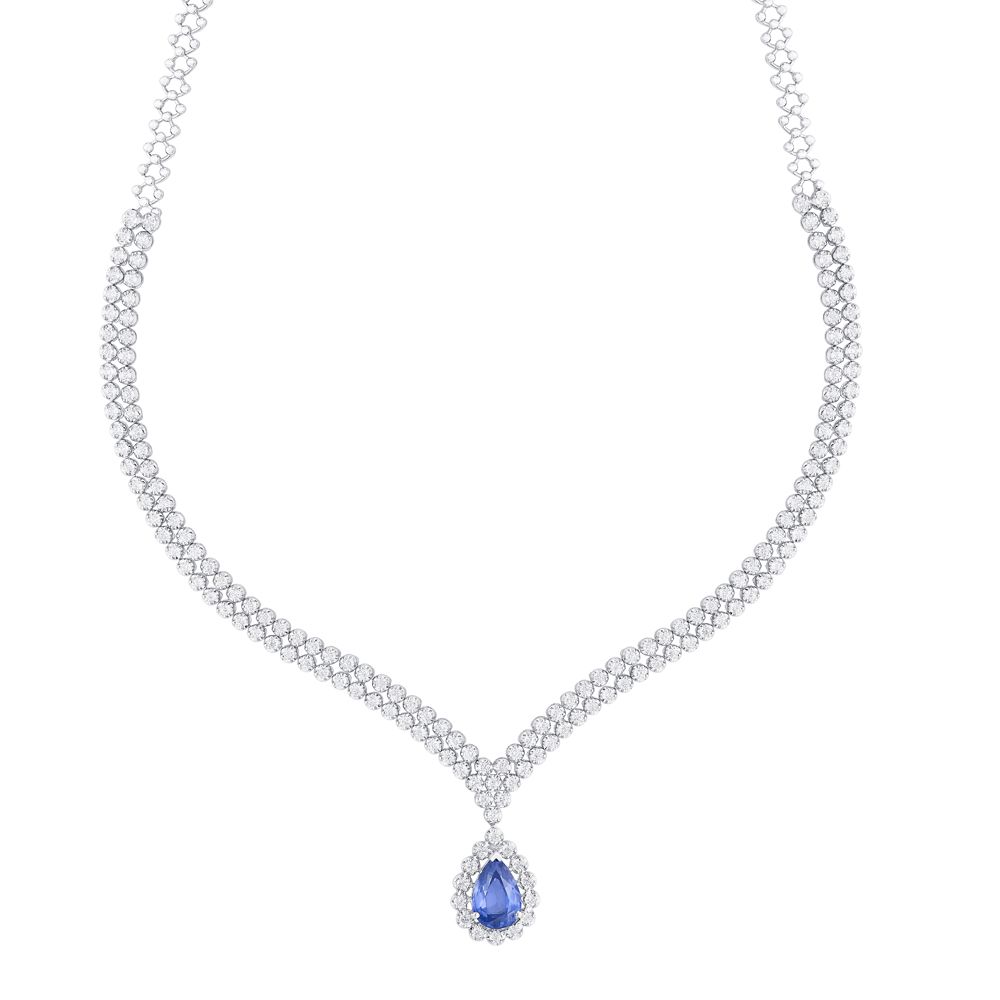 Glamorous Crown Star Necklace With Diamonds-All Jewellery-OSN23015-A312W2B