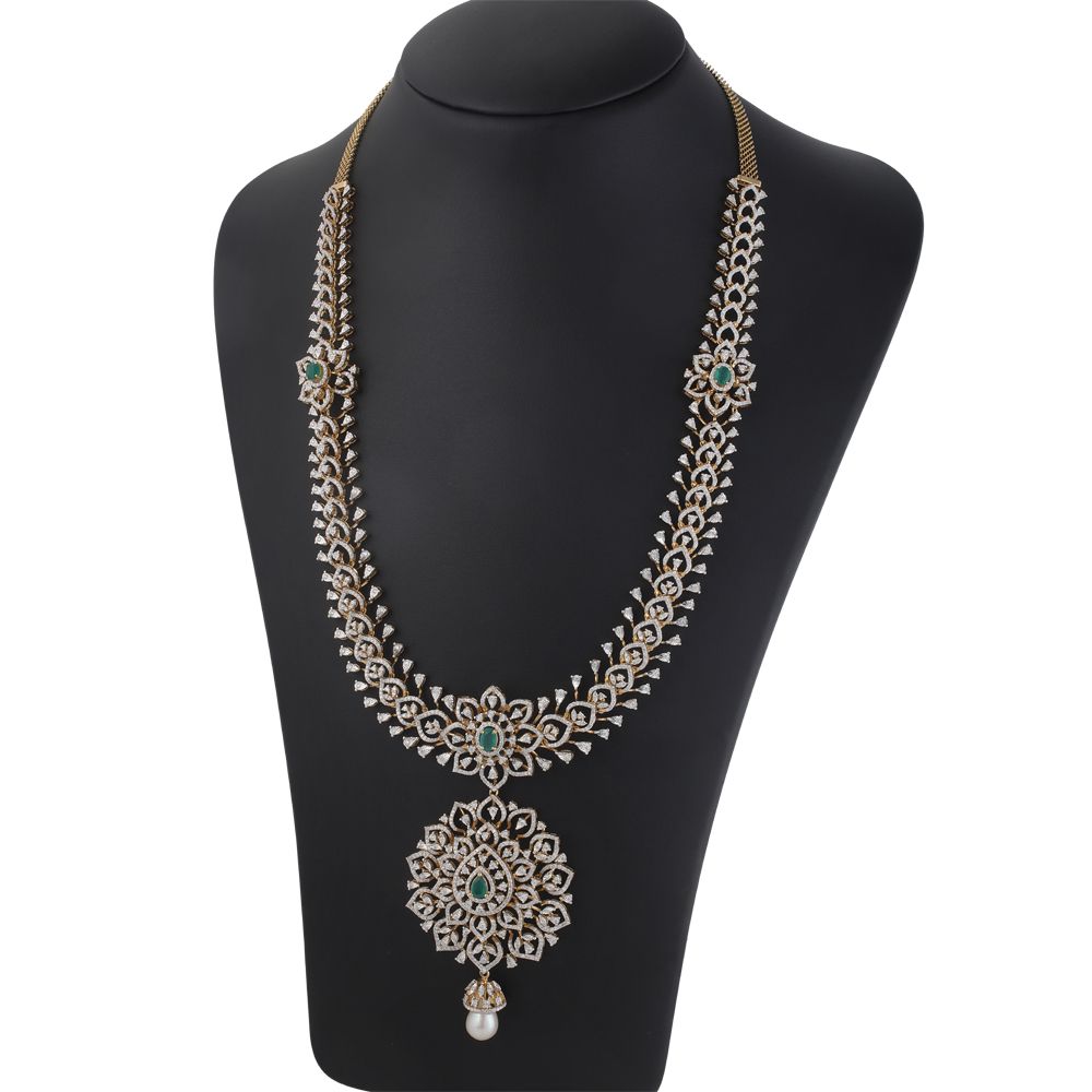 18Kt Yellow Gold Dazzling Earrings and Necklace Set-All Jewellery-ONS23017-D309R0B