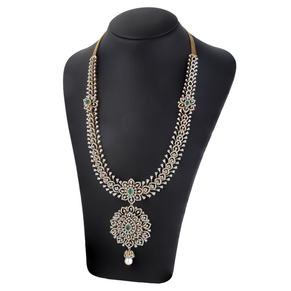 18Kt Yellow Gold Dazzling Earrings and Necklace Set-All Jewellery-ONS23017-D309R0B