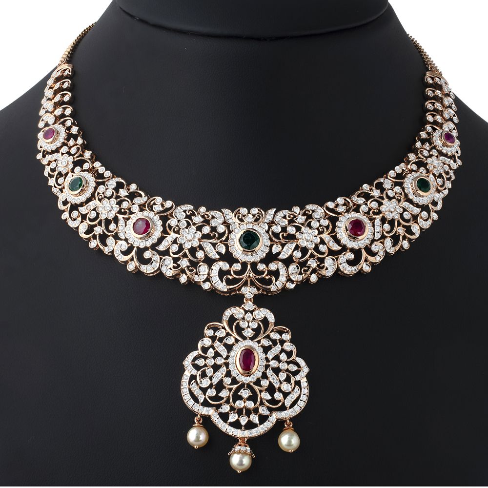 Dazzling 18Kt Rose Gold Jewellery Set-Diamond-ONS23025-D309X0B